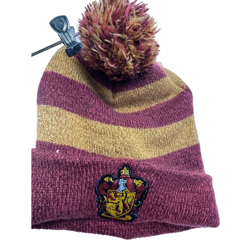 Harry Potter Hogwarts Houses Gold and Maroon Knit Pom Beanie